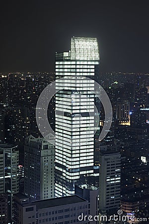 SOHO Exchange tower at night, Shanghai, China Editorial Stock Photo