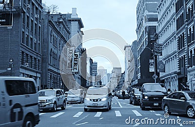 SoHo New York City Streets Crowded Busy Traffic and People Editorial Stock Photo