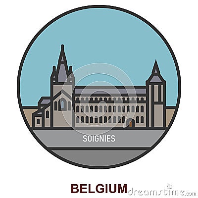 Soignies. Cities and towns in Belgium Vector Illustration