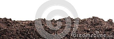 Soil closeup isolated on white. Earth background. Blank for your creativity Stock Photo