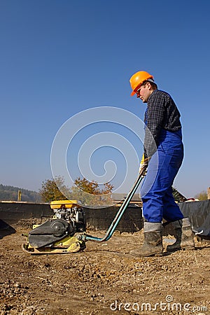 Soil compacting Stock Photo