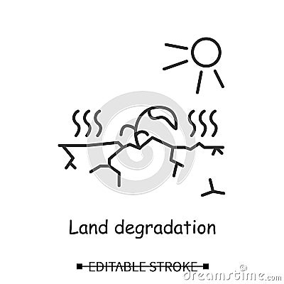 Soil eruption icon. Plant suffering drought and land degradation simple vector illustration Vector Illustration