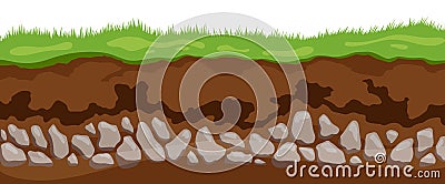 Soil layers. Surface horizons upper layer of earth structure with mixture of organic matter, minerals. Dirt and Vector Illustration