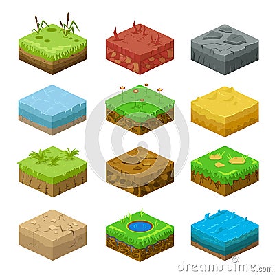 Soil layers vector isometric 3d set Vector Illustration