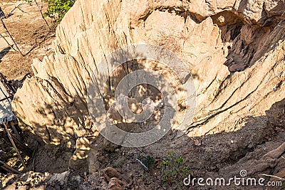 Soil Pillar by environment for imprisoned the tiger in Nan Stock Photo