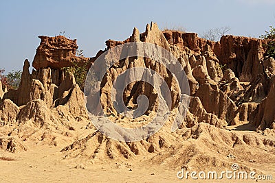 Soil pillar, Sao Din Na Noi in Nan province, Thailand Stock Photo