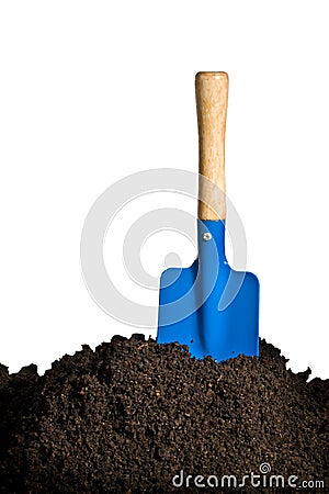 Soil and spade Stock Photo