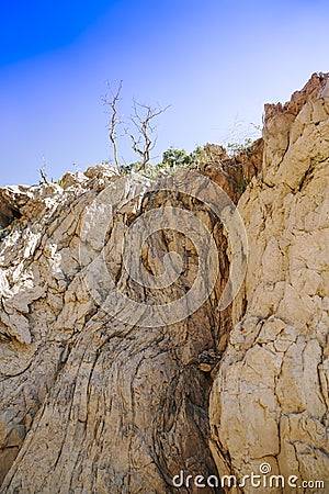 Soil or stone section under condition of the erosion Stock Photo