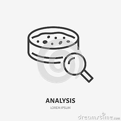 Soil testing, analysis flat line icon. Vector thin sign of environment protection, ecology research logo. Agriculture Vector Illustration