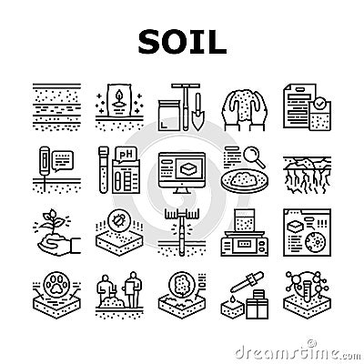 Soil Testing Nature Collection Icons Set Vector Vector Illustration