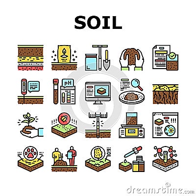 Soil Testing Nature Collection Icons Set Vector Vector Illustration