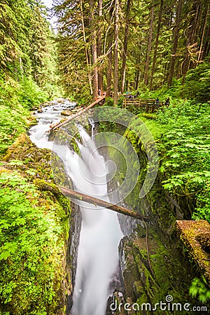 Sol Duc Falls in Olympic National Park Stock Photo