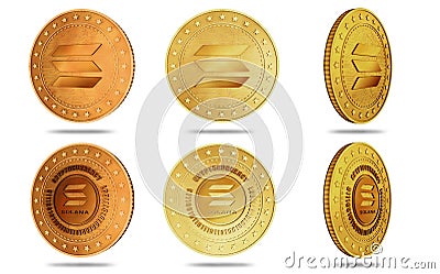 Solana altcoin cryptocurrency symbol golden coin illustration Cartoon Illustration