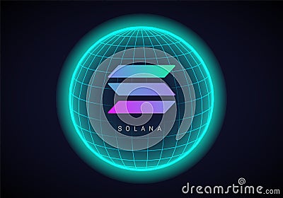 Solana logo coin icon. Isolated solana cryptocurrency token vector icon. Sol blockchain crypto bank. Vector Illustration