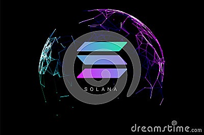 Solana logo coin icon. Isolated solana cryptocurrency token vector icon. Sol blockchain crypto bank. Vector Illustration