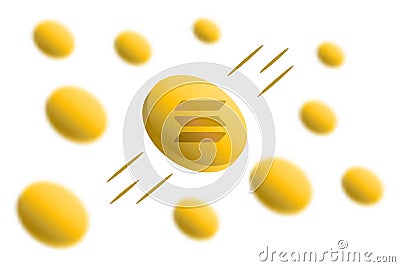 Solana SOL coin cryptocurrency background with gaussian blur effect. Vector Illustration