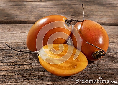 Organic exotic fruit tamarillo - Solanum betaceum Stock Photo