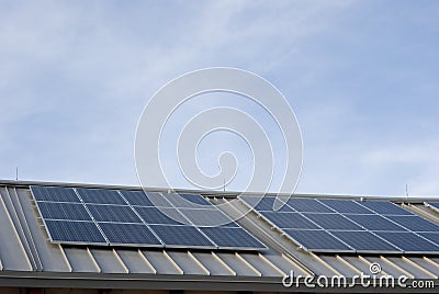 Solar array on roof Stock Photo