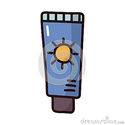 Solar blocker bottle fill style icon Vector Illustration