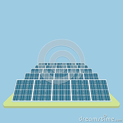 Solar cell farm perspective isometric illustration. Cartoon Illustration