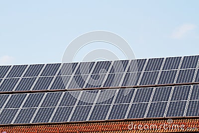 Solar Cells on a roof Stock Photo