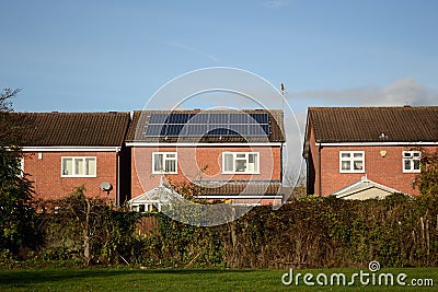 Solar cells on roof Stock Photo