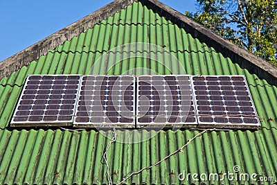 Solar cells on roof Stock Photo