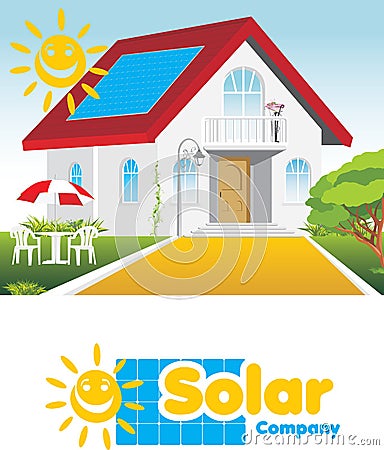 Solar company. Concept and logo Vector Illustration