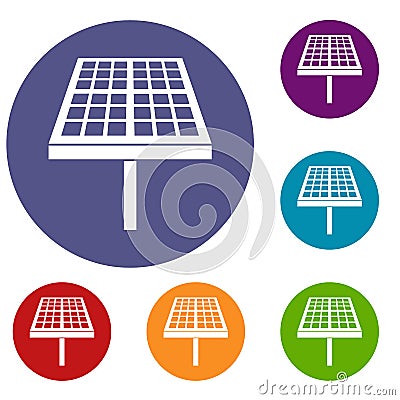 Solar energy panel icons set Vector Illustration