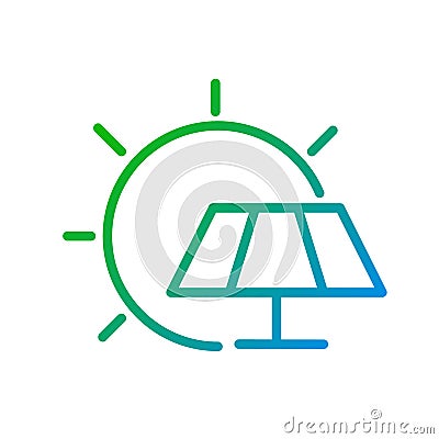 Solar energy pixel perfect gradient linear vector icon Vector Illustration