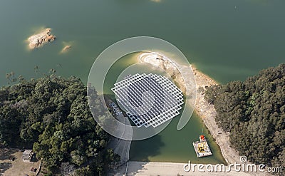 Solar energy plant on the reservoir in Hong Kong Stock Photo