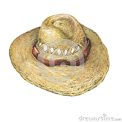Solar hat from thatch. Stock Photo