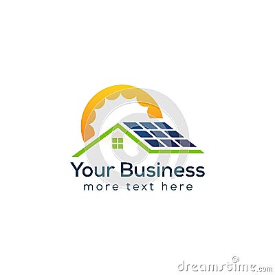 Solar Home Logo Design Template for tech and build Vector Illustration