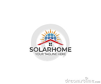 Solar home logo template. Solar panel and sun vector design Vector Illustration