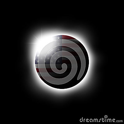 Solar or Lunar eclipse and american flag . Vector Vector Illustration