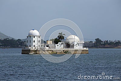 Solar observatory situated between a lake Editorial Stock Photo