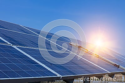 Solar panel, alternative electricity source - concept of sustainable resources, This`s the sun tracking systems, Cleaning will Stock Photo