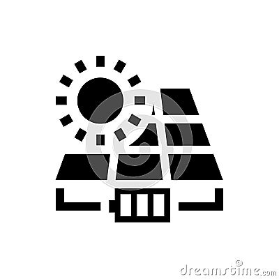 Solar panel with battery black icon Vector Illustration