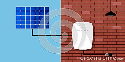 Solar panel battery pack home green electricity Vector Illustration