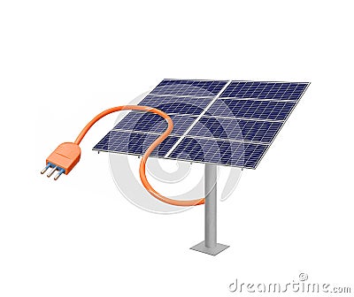 Solar panel cell and plugin cable Stock Photo