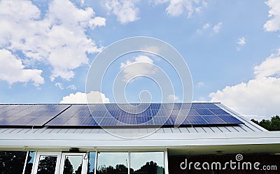 Solar Panel Cloudy Sky Stock Photo