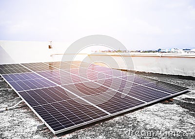 solar Panel Deck House Install Photovoltaic Roof Home Building,energy Sustainable Electric Construction Plant Engineer Renewable, Stock Photo