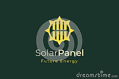 Solar panel energy logo with simple and modern shape for electricity manufacturing and installation company Vector Illustration