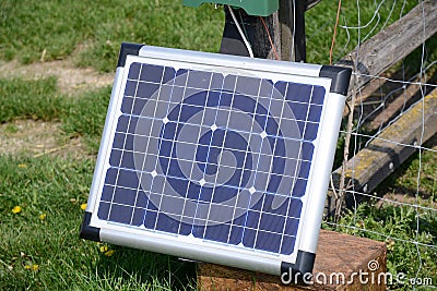 Solar panel in garden side view Stock Photo