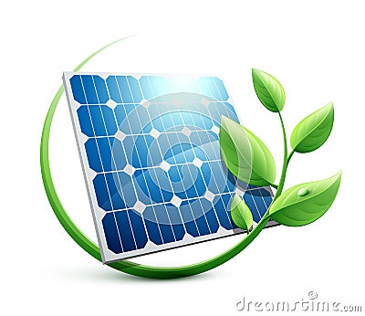 Solar Panel green energy concept Cartoon Illustration