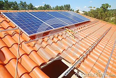 Solar panel installation Stock Photo