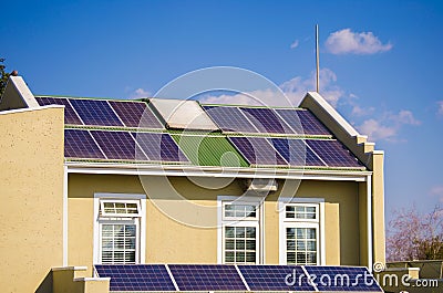 Solar Panel installation Stock Photo