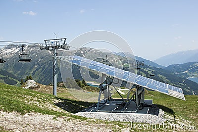Solar panel at Latschenalm, Gerlos, Austria Stock Photo