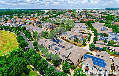 Solar Panel Rooftop Community Sustainable Living Stock Photo