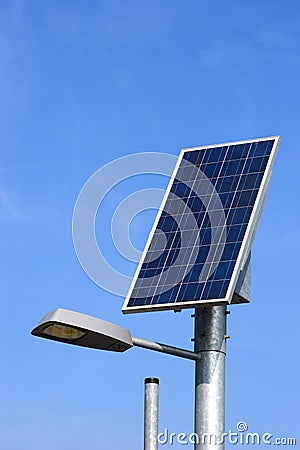 Solar panel and street light Stock Photo